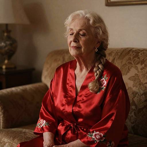 Serene Elderly Woman in Cozy Setting