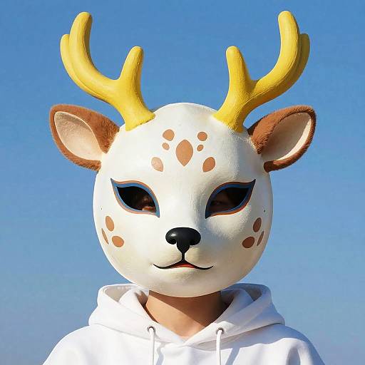 Person Wearing Deer Mask Digital Art
