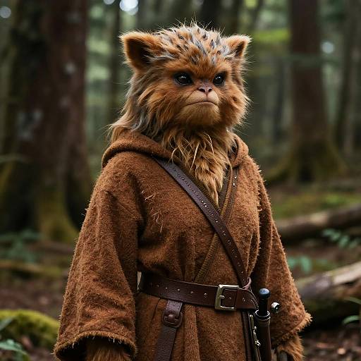 Woman Ewok in Brown Robe in Forest