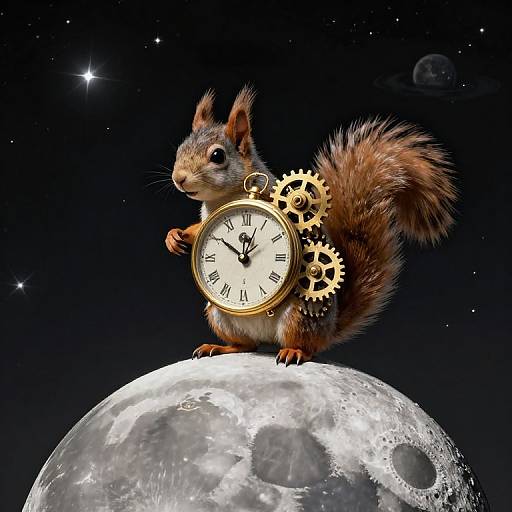 Clockwork Squirrel on the Moon