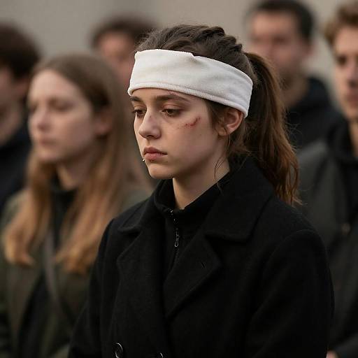 Somber Young Woman in Urban Setting