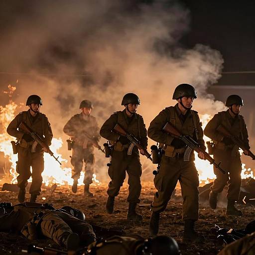 Dramatic Nighttime Battlefield Encounter