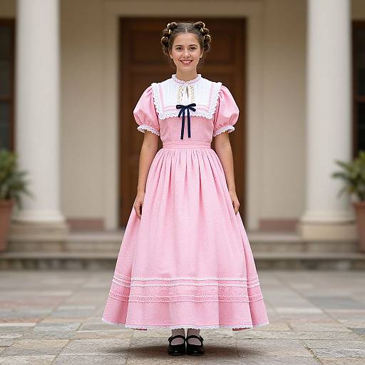 Woman in Traditional Pink Frock