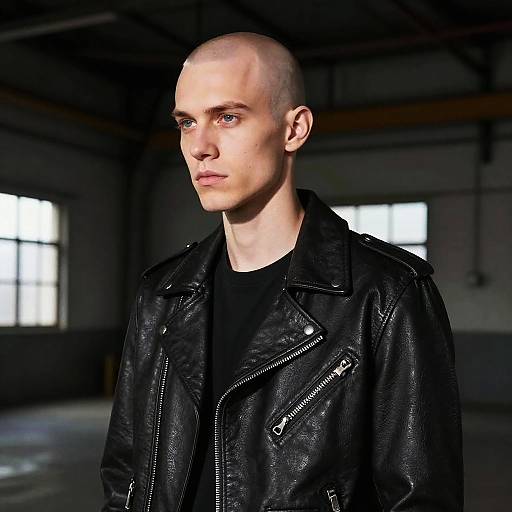 Shaggy Cut on Bald Man in Warehouse