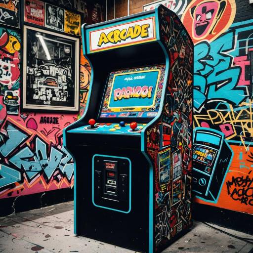 Retro Arcade Cabinet with Graffiti Art