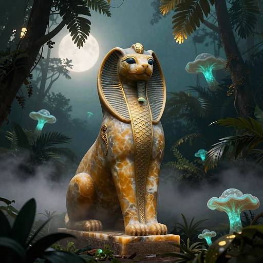 Ancient Renenutet Statue in Mystical Jungle