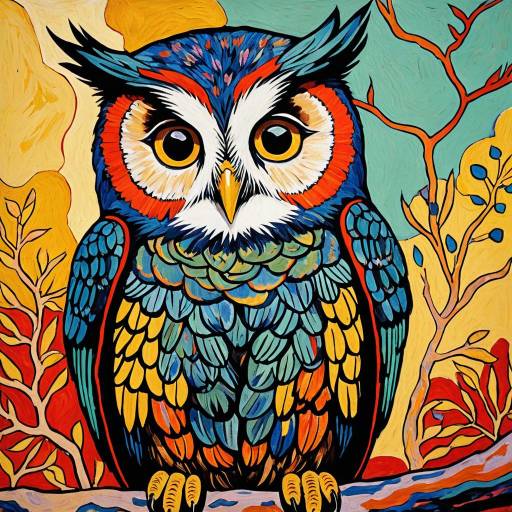 Cute Baby Owl in Vibrant Surreal Art Cute Baby Owl in Vibrant Surreal Art