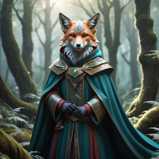 Mystical Dragon-Fox in Enchanted Forest