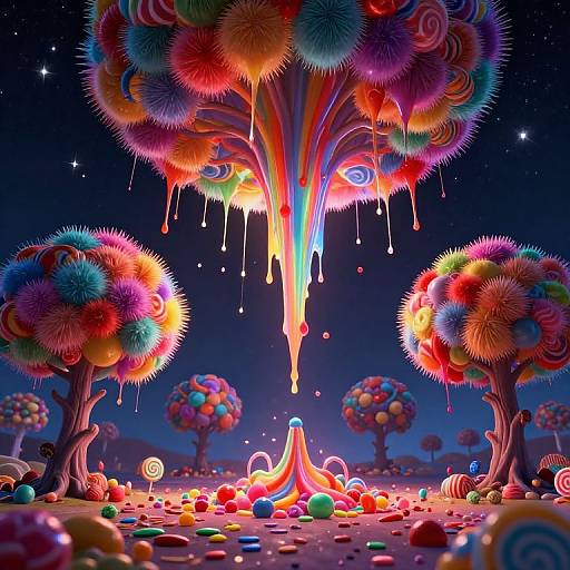 Whimsical 3D Candy Fantasy Landscape