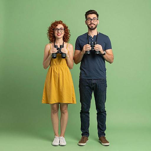 Hopeful Couple with Binoculars