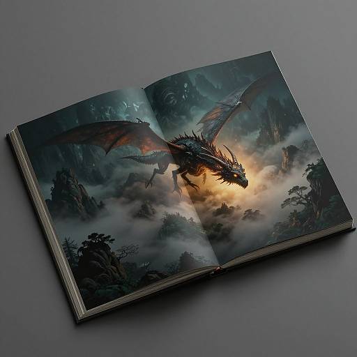 Surreal Mountain Fog Book Spread