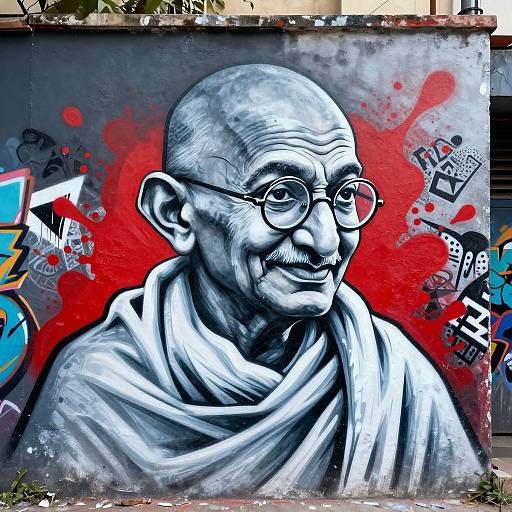 Vibrant Gandhi Graffiti Artwork