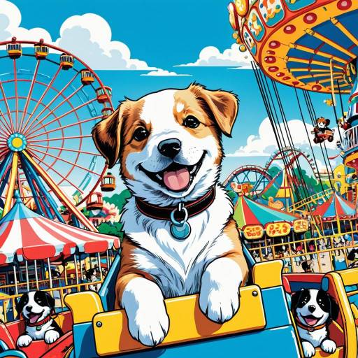 Joyful Puppy at Amusement Park