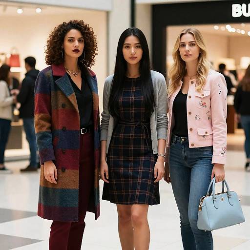 Diverse Women Shopping in a Mall