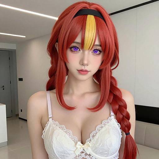 Anime Cosplayer with Red Hair