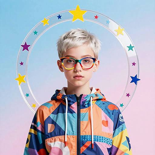 Stylized Teen Girl with Colorful Glasses