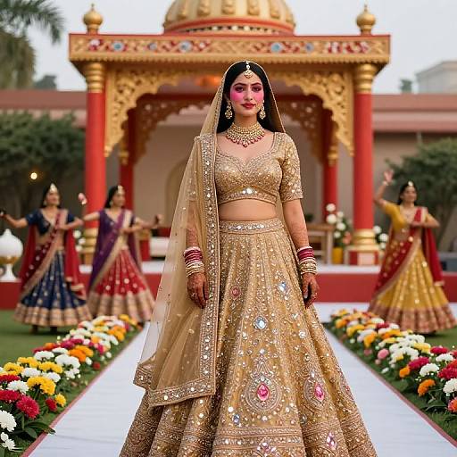 Radiant Bride in Golden Lehenga