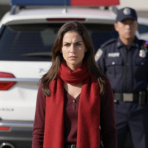 Intense Woman in Front of SUV
