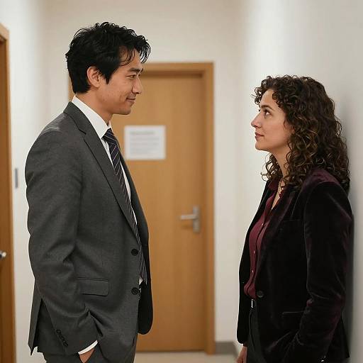 Couple in Indoor Hallway Setting