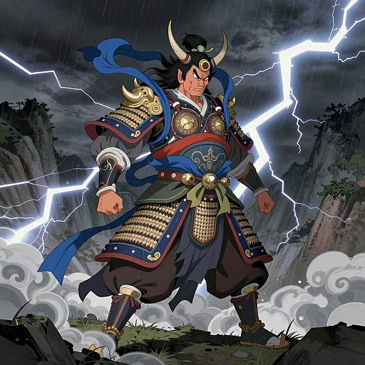 Epic Illustration of Raijin, Thunder God