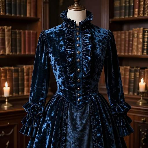 Victorian Velvet Frock in Antique Library