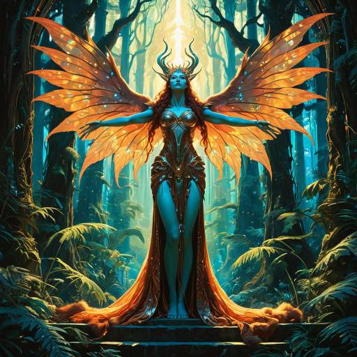 Ethereal Winged Goddess in Enchanted Rainforest