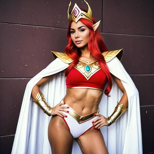 Woman in She-Ra Cosplay Costume