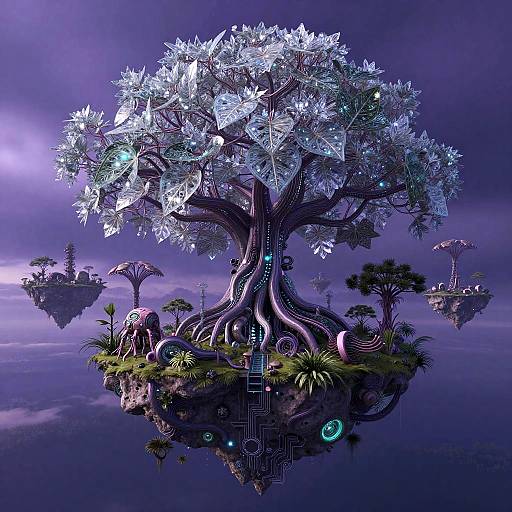Biomechanical Mangrove Delta in Violet Storm
