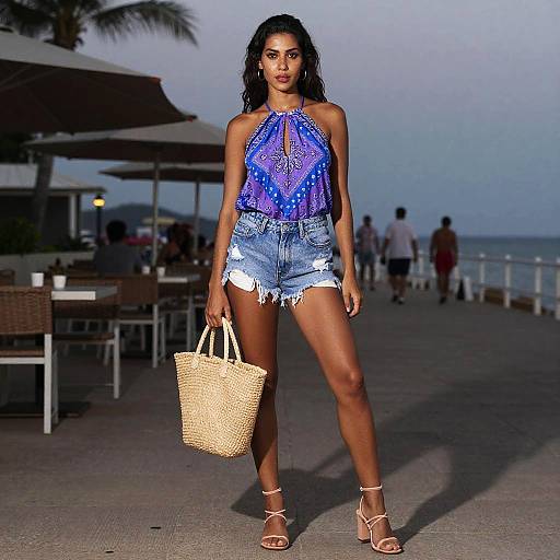 Bohemian Woman at Seafront Promenade