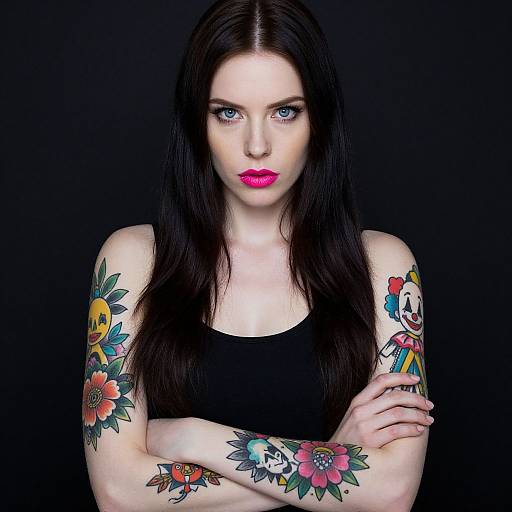 Edgy Tattooed Woman With Intense Gaze