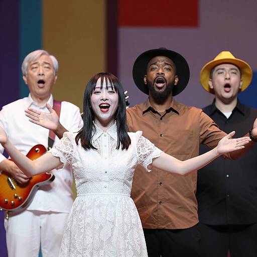 Vibrant Stage Performance of Four Singers