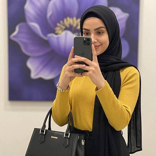 Young Woman Mirror Selfie with Hijab