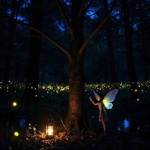 Moonlit Fairy Glade with Lanterns