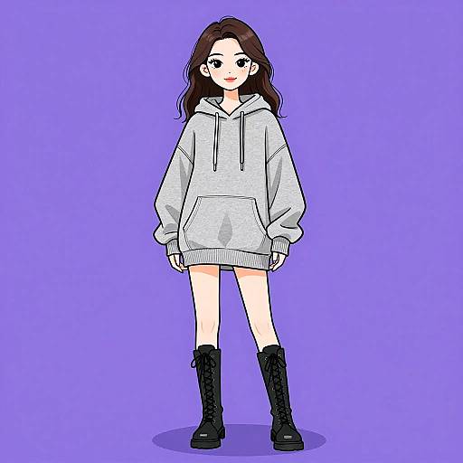 Stylish Woman in Oversized Hoodie