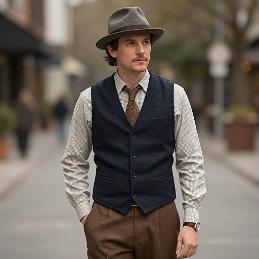 Vintage Man in Hat and Vest