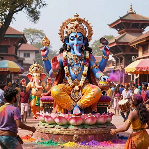 Vibrant Surreal Kathmandu Festival Scene