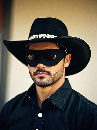 Blurry Realistic Zorro Cowboy Portrait
