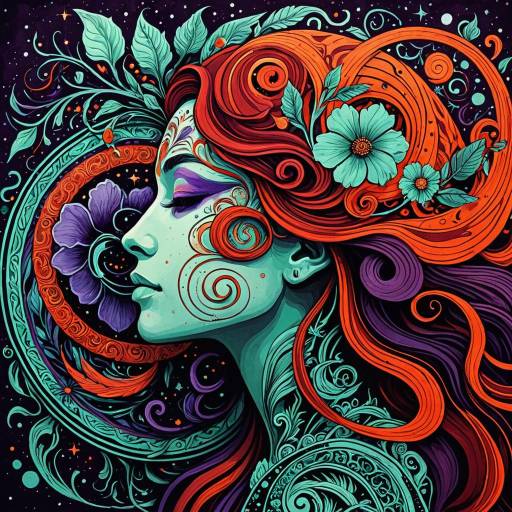 Mythical Floral Abstract Portrait Art