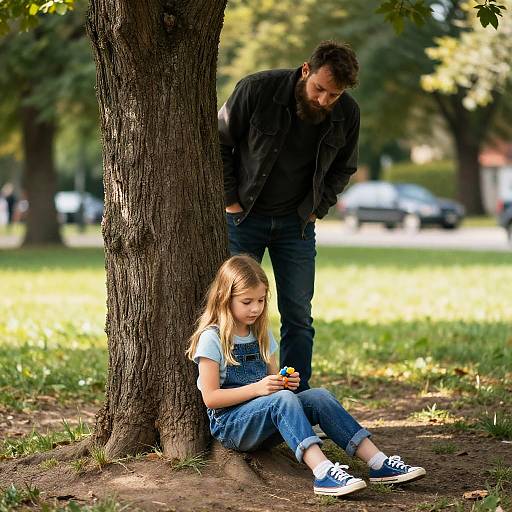 Charming Park Scene with a Young Girl