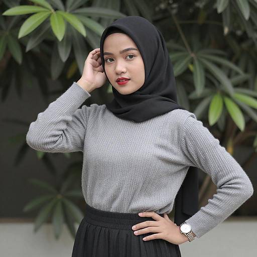 Young Asian Woman in Hijab Outdoors