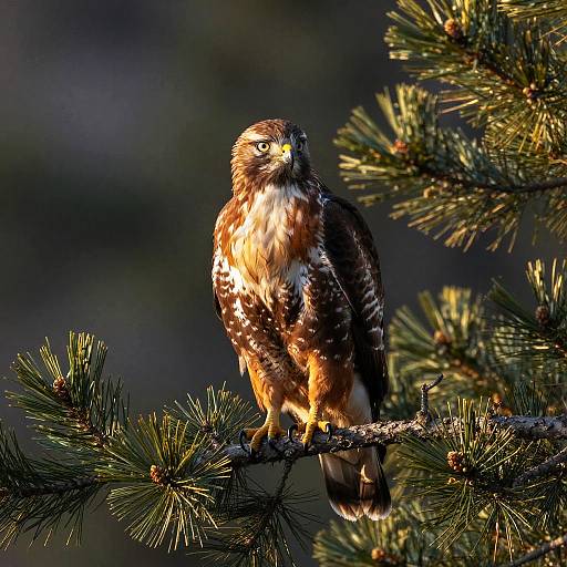 Red-Tailed Hawk in Forest Clearing