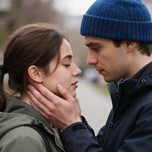 Intense Moment Between Couple Outdoors