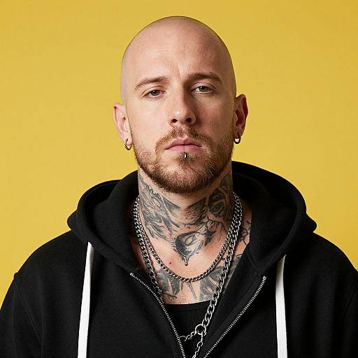 Bald Bearded Man with Tattoos