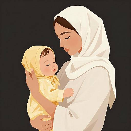 Serene Motherhood: Digital Art Illustration