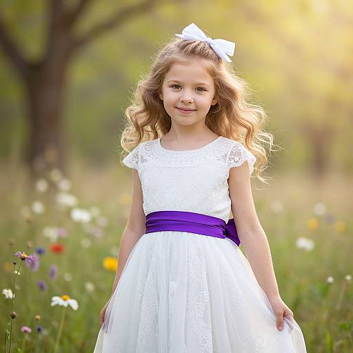 Young Girl in Elegant White Dress
