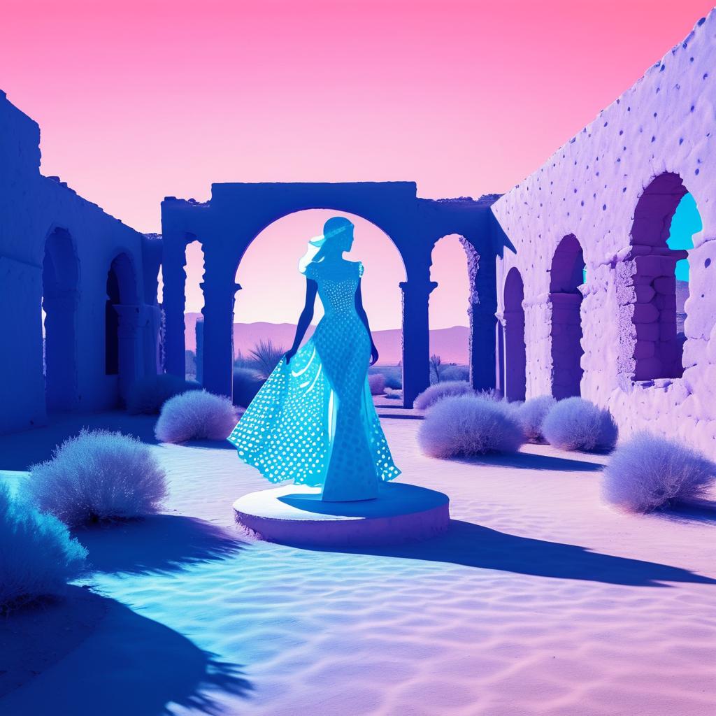 Haunting Desert Ruins in Pastel Couture