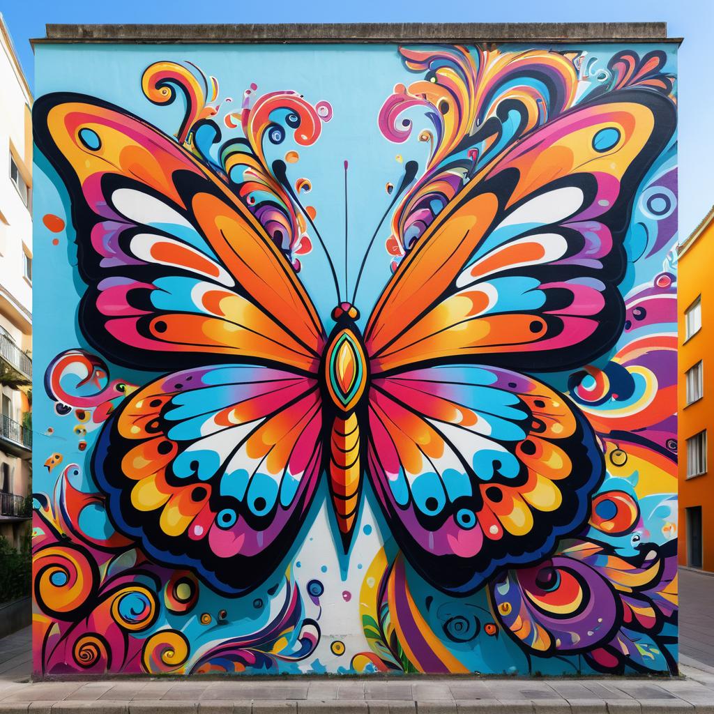 Vibrant Graffiti Butterfly Art Design