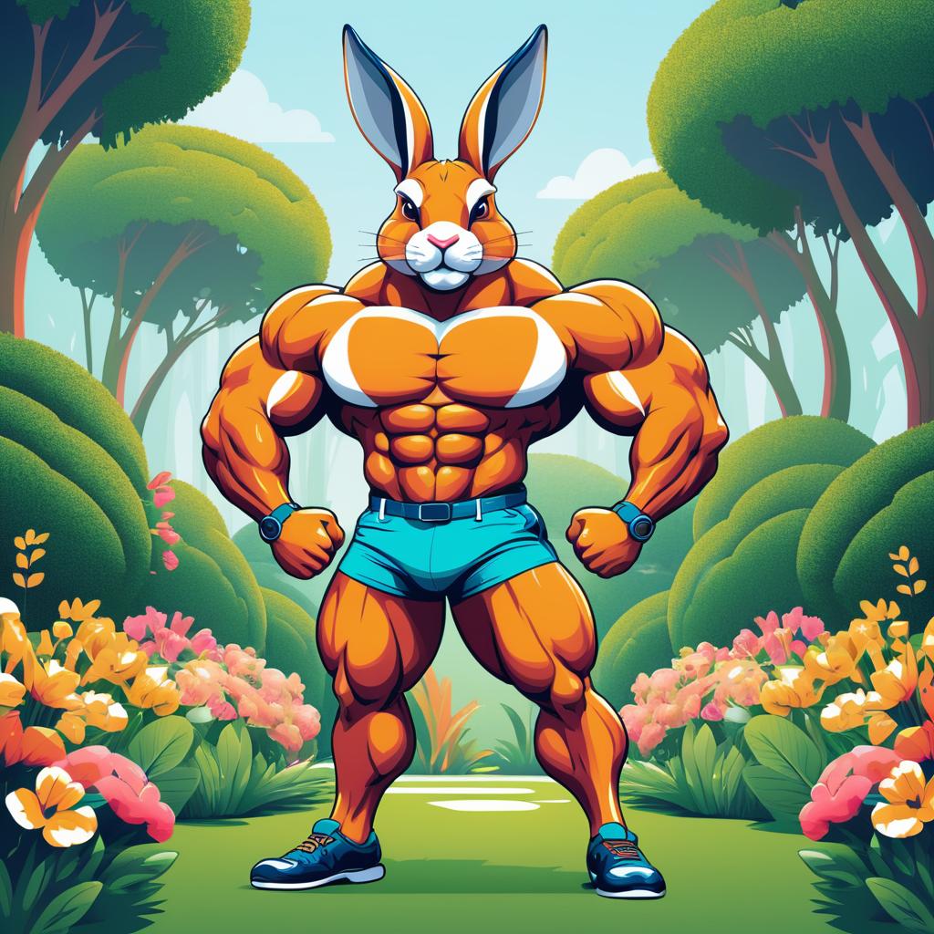 Buff Rabbit Champion in Vibrant Garden