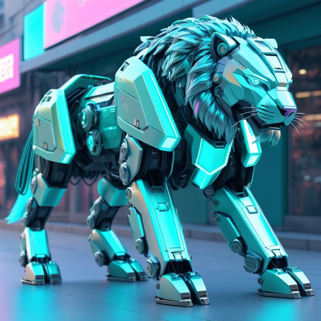 Futuristic Mech-Lion 3D Render