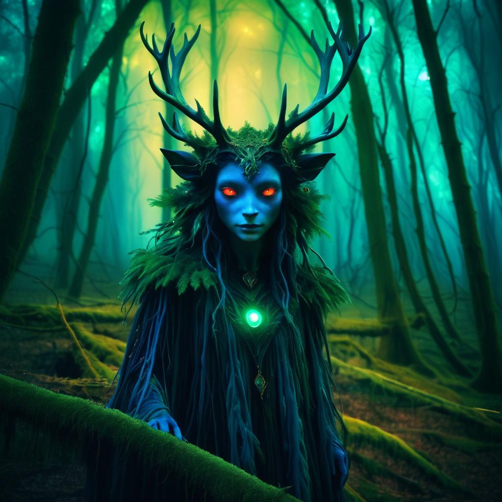 Mystical Forest Creature with Glowing Eyes